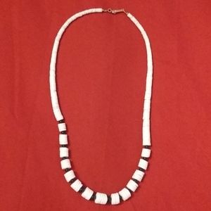White and black shell and beaded necklace